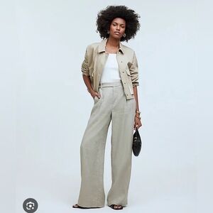 Madewell The Petite Harlow Wide-Leg Pant in 100% Linen NWT Size Petite 0